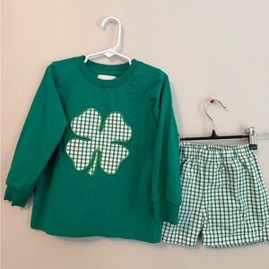Cecil and Lou Green Four Leaf Clover Shirt with Matching shorts